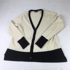 Something Extra Womens Sweater Small Black Beige Button Wool Cashmere Cardigan‎